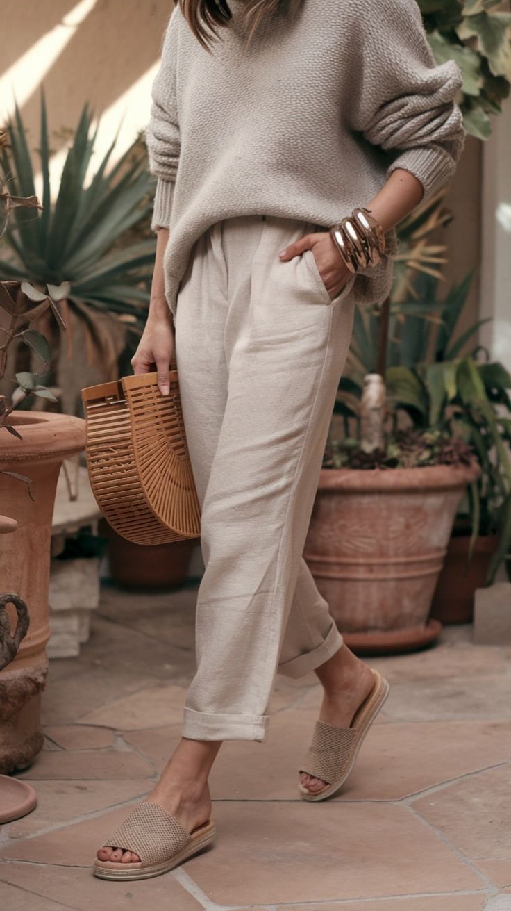 19. Chic Layers and Natural Tones for a Relaxed Spring Look