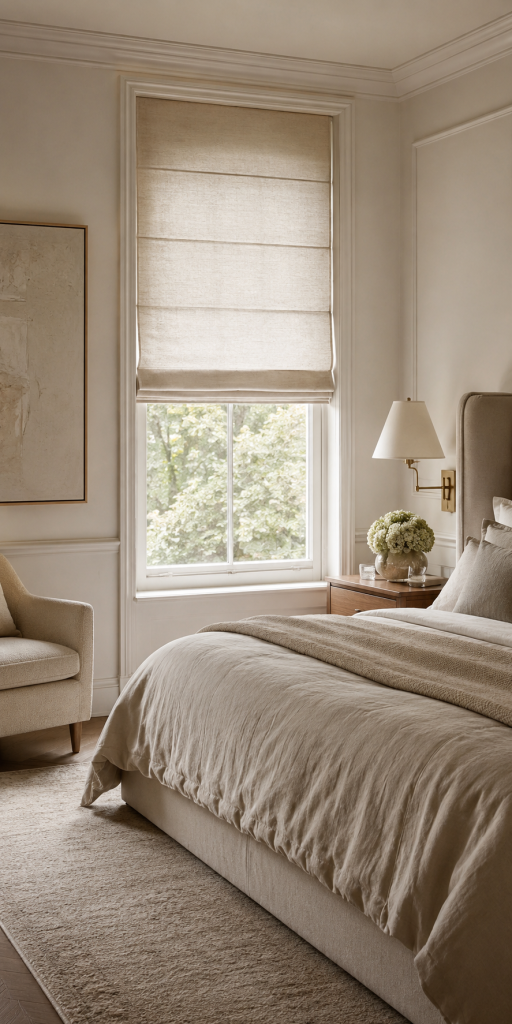 Linen roman shade