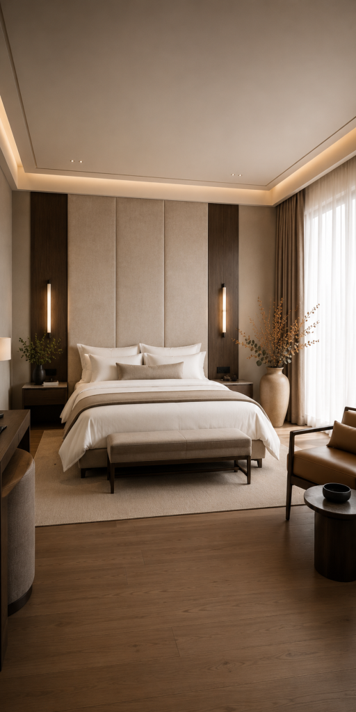 Upholstered linen headboard