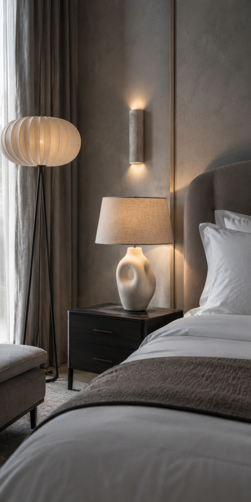 Sculptural bedside lamp