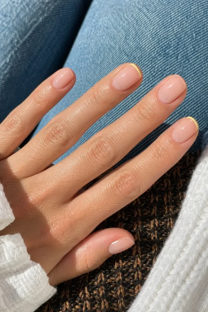 Butter Yellow Micro French Nails