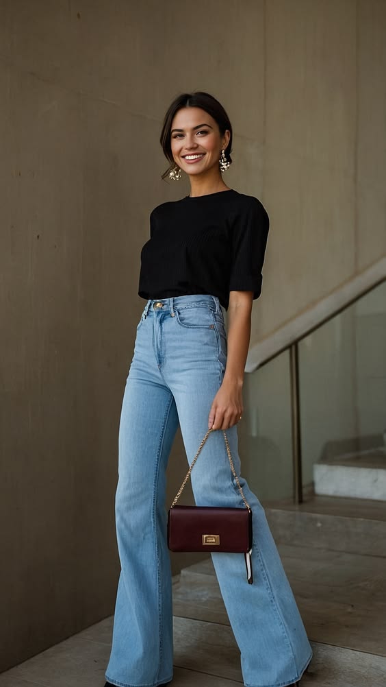 22. Effortless Elegance with Flared Denim