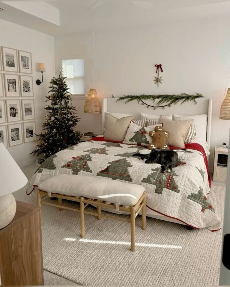 Charming Christmas bedroom aesthetic