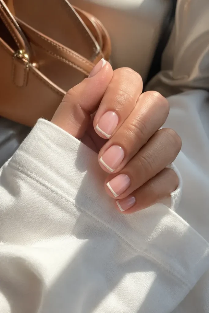 Milky Micro French Nails