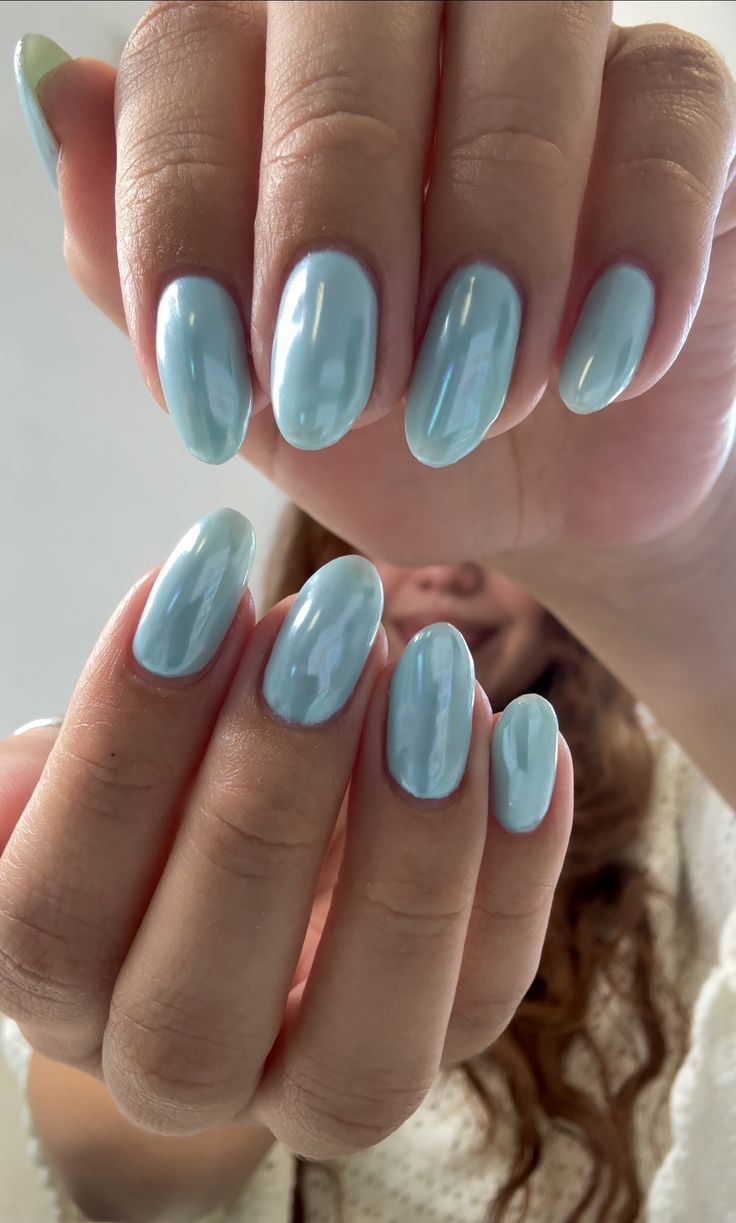 Ocean Mist Chrome Nails