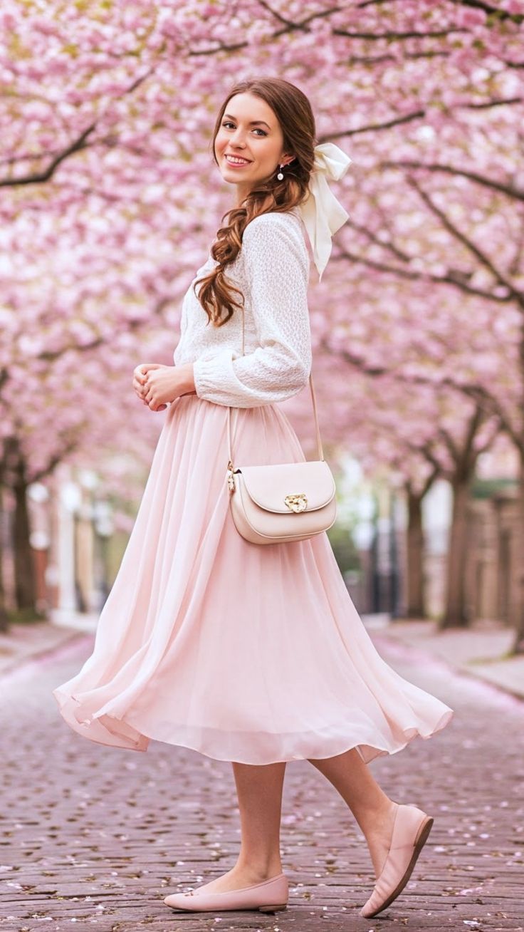 26. Soft Elegance Under Cherry Blossoms