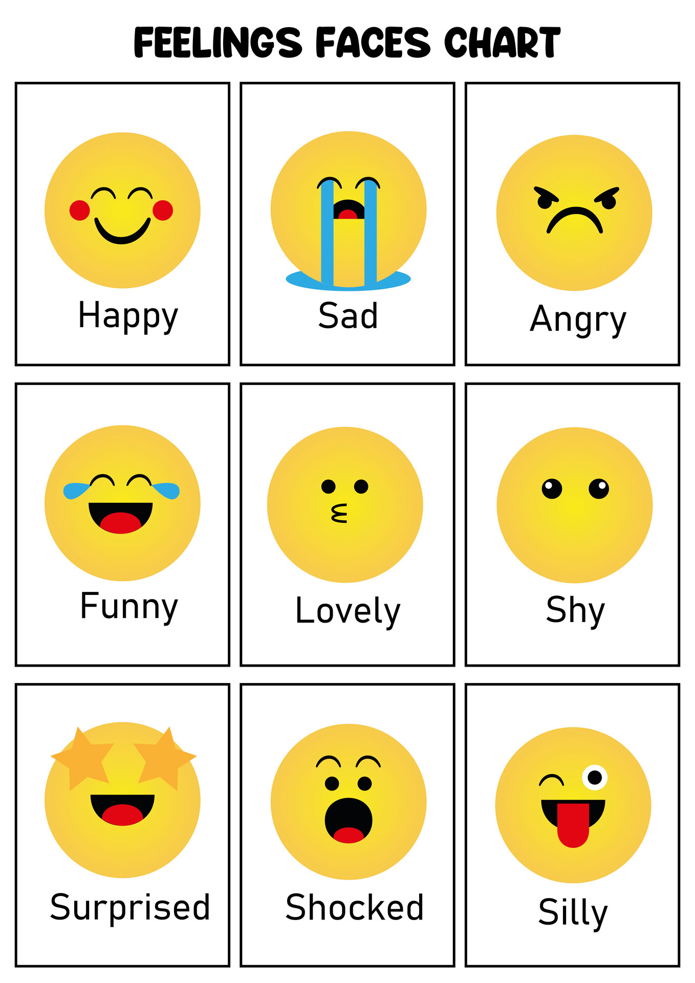 Feelings Faces Chart Emotions
