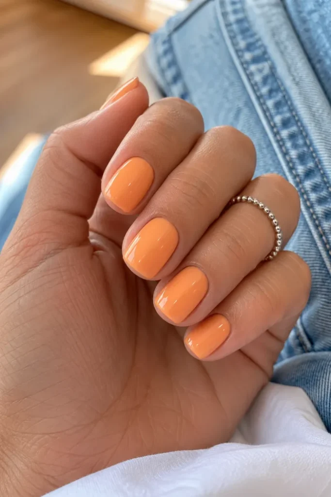 Glossy Apricot Orange Nails