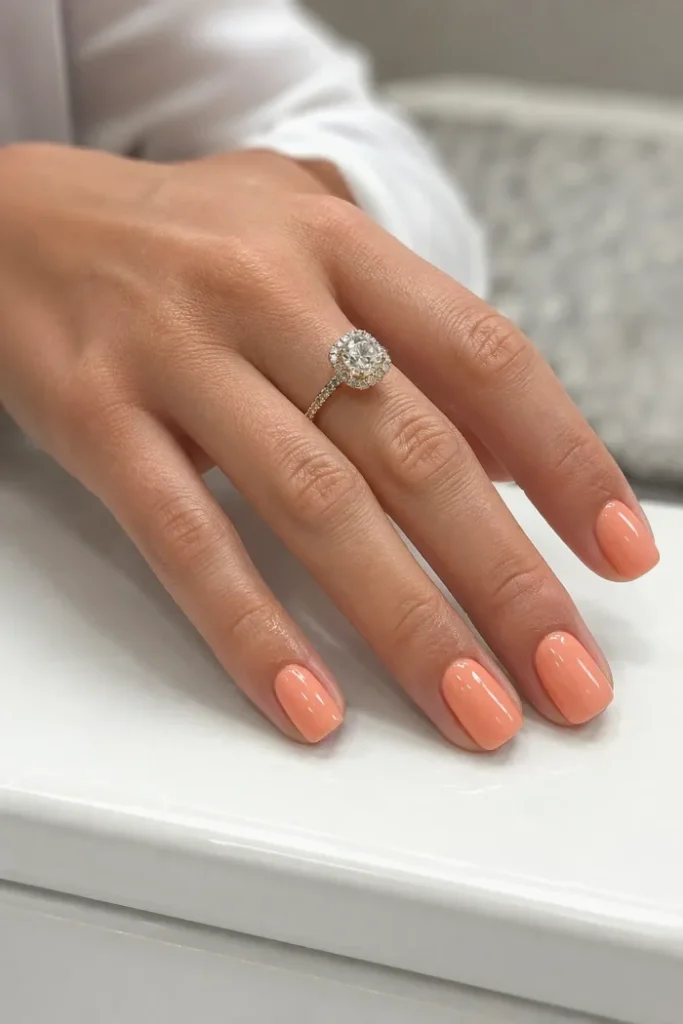 Glossy Apricot Peach Nails