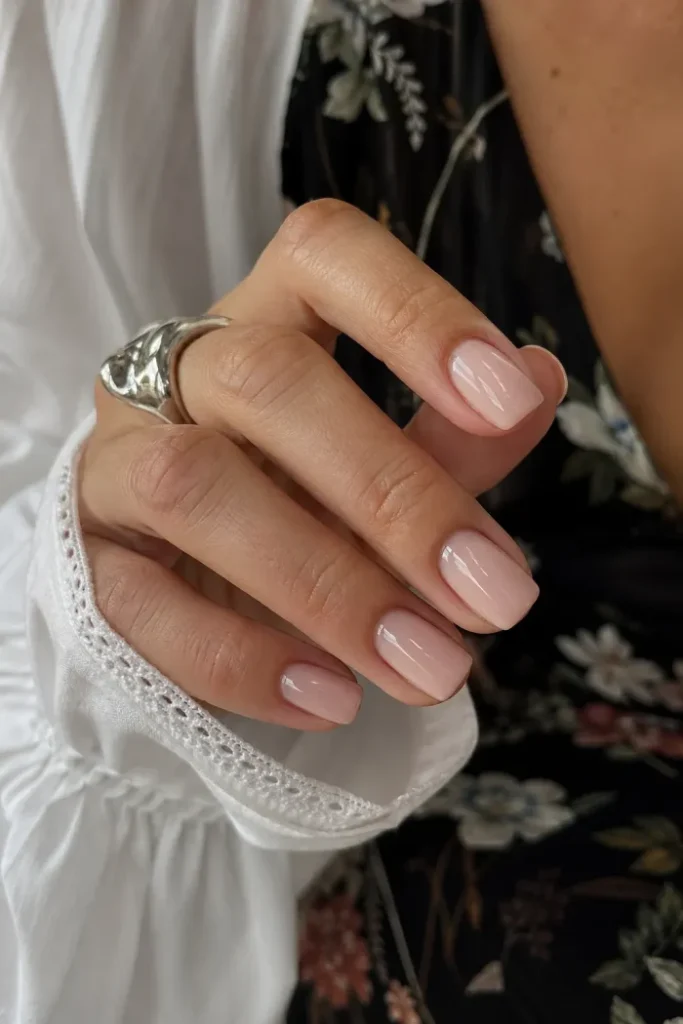 Milky Nude Square Nails
