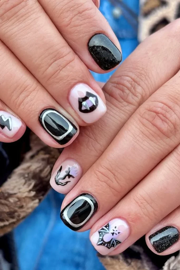 Subtle Spooky Icon Nails