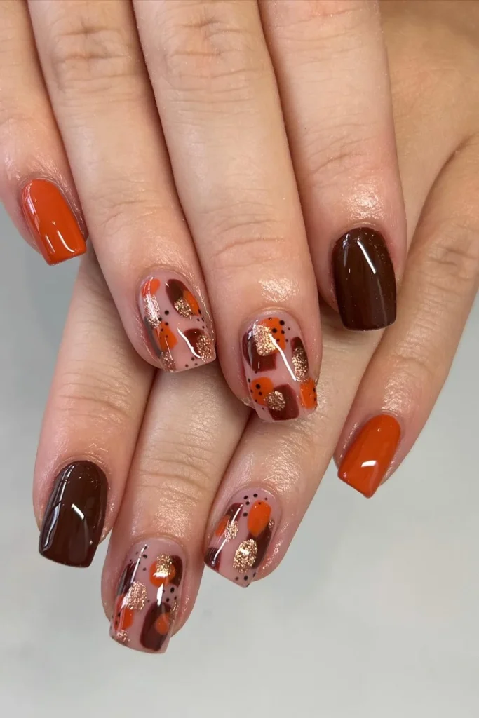 Pumpkin Spice Abstract Nails