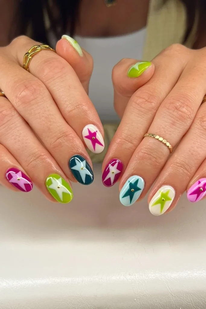 Colorful Star Nails