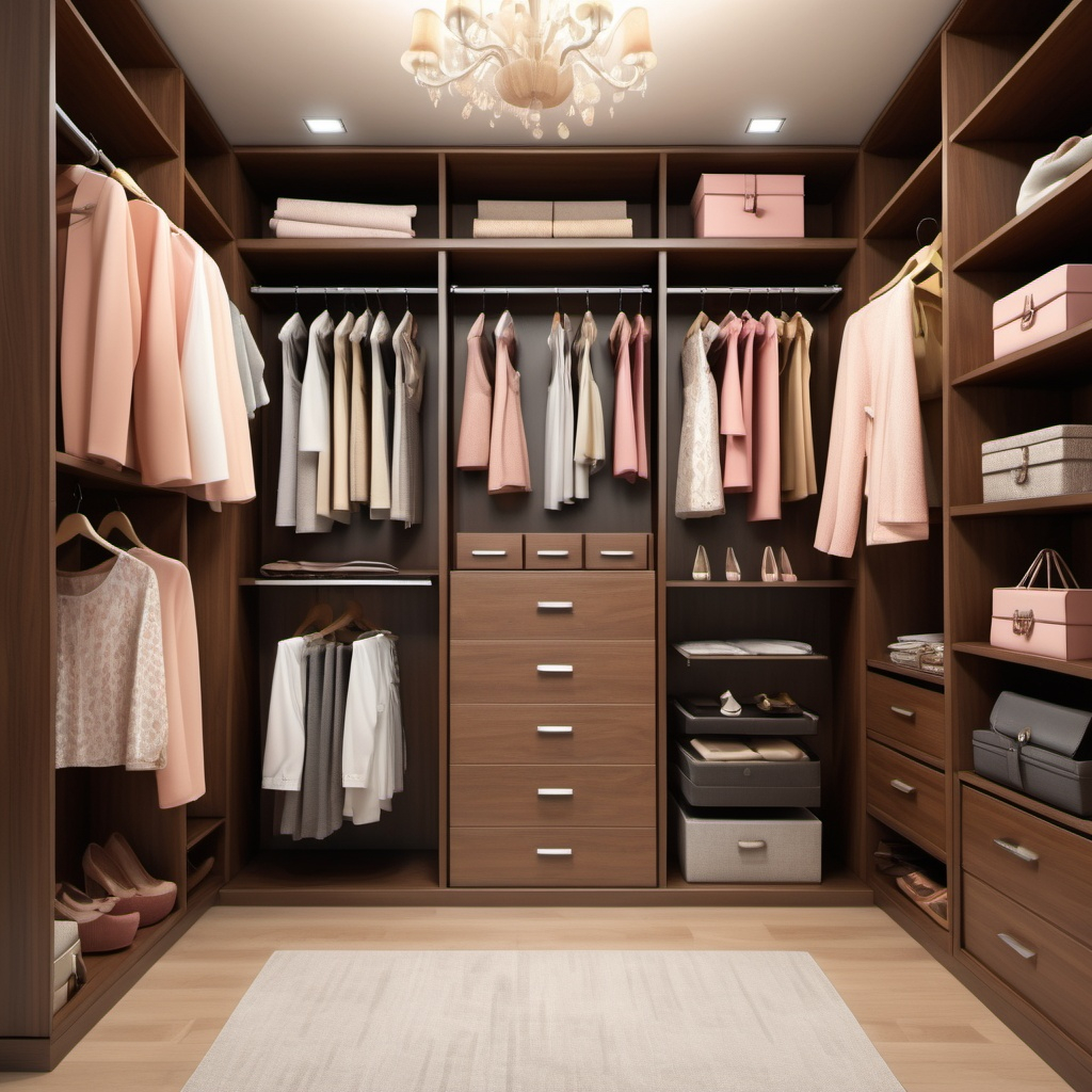 Clothes neatly folded on shelves