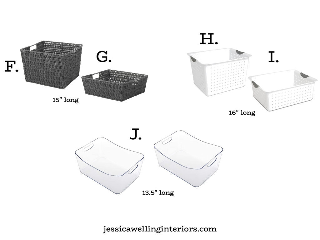 Assorted pantry organization bins and baskets