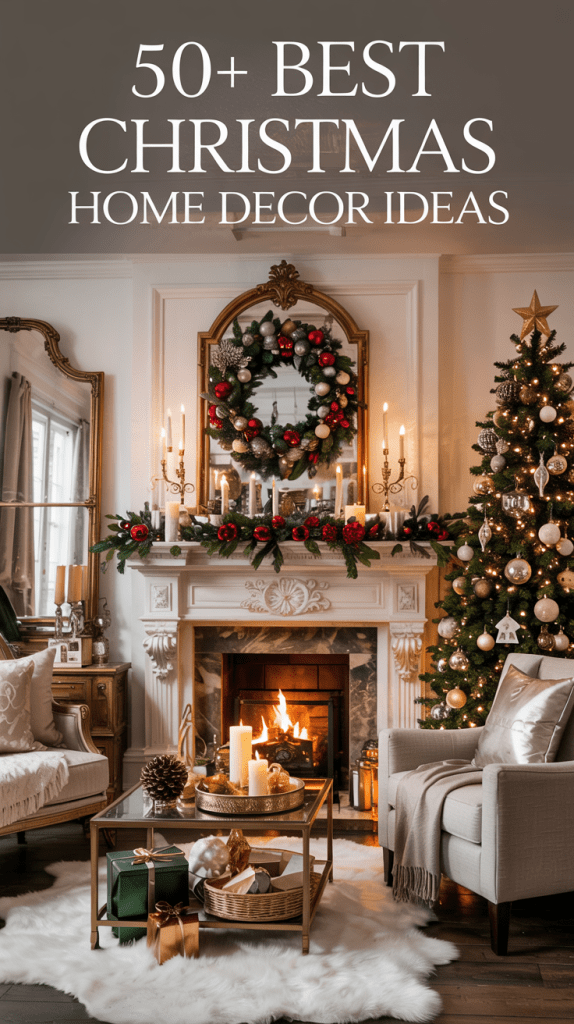 Sophisticated and elegant bold Christmas home decor with festive styling