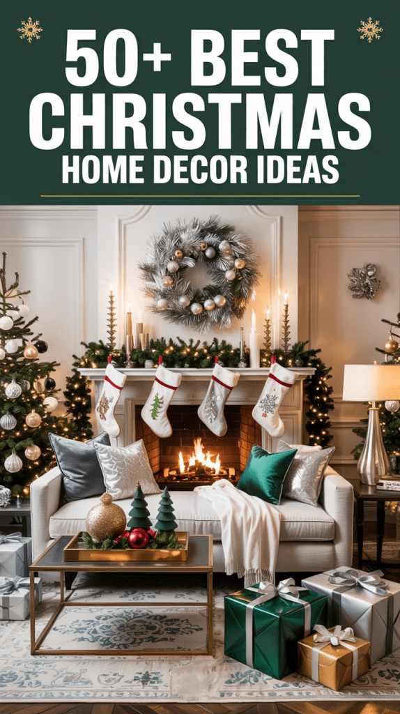 Cosy luxury Christmas interior styling with plush knit blankets and soft lighting