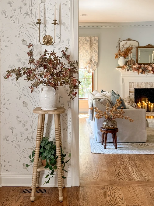 Botanical Entry Table with Muted Fall Branches