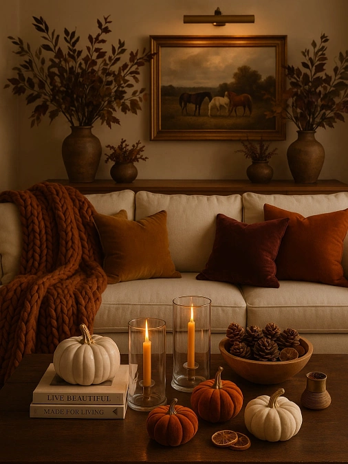 Chunky Knit Throw with Moody Fall Tones