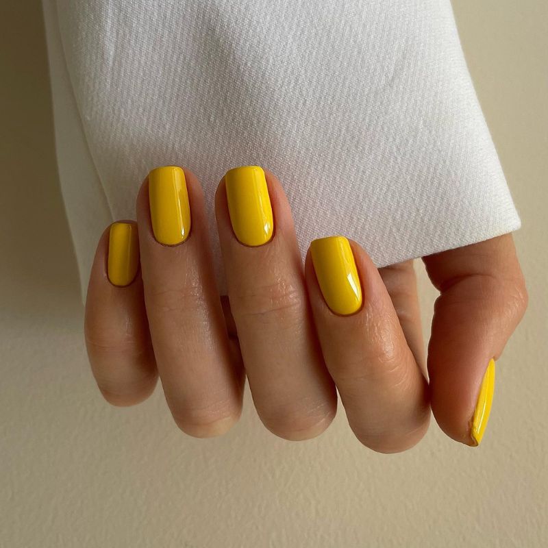 Mustard Yellow Short Nails