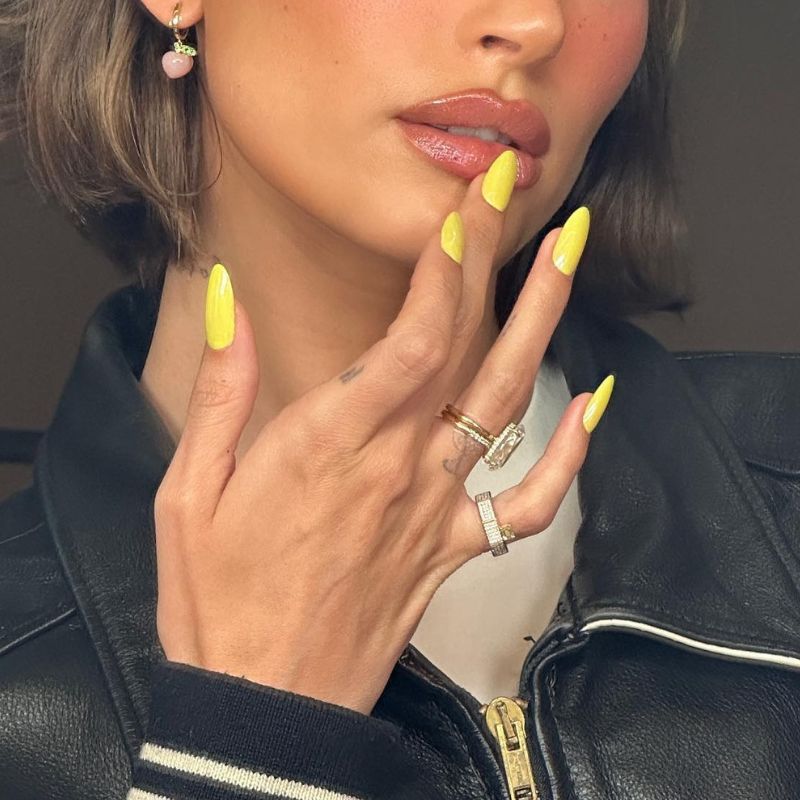 Neon Lemon Almond Nails