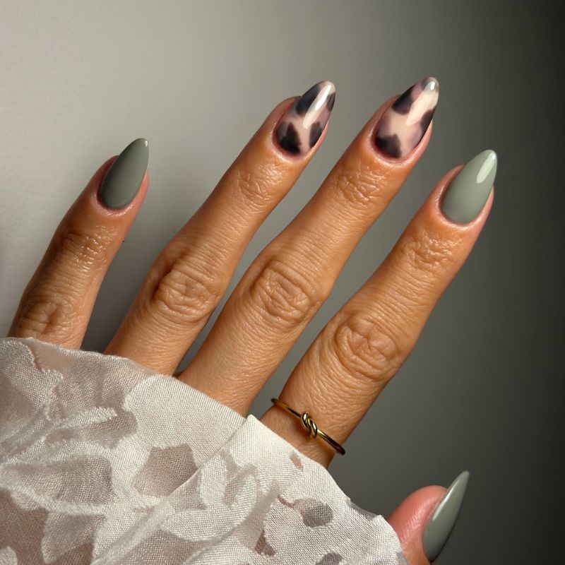 Sage and Smoky Tortoiseshell Nails
