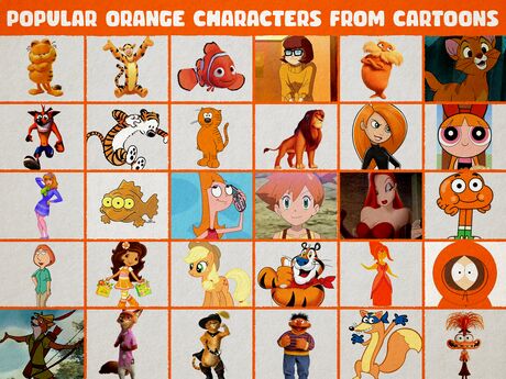 An illustration of popular orange cartoon characters.