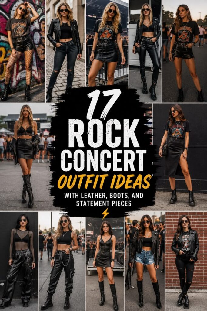 17 Bold Rock Concert Outfit Ideas with Leather, Boots, and Edgy Layers