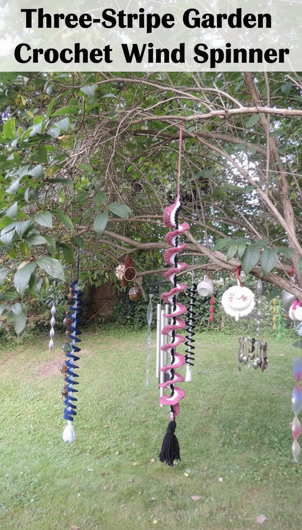 Three-Stripe Garden Crochet Wind Spinner