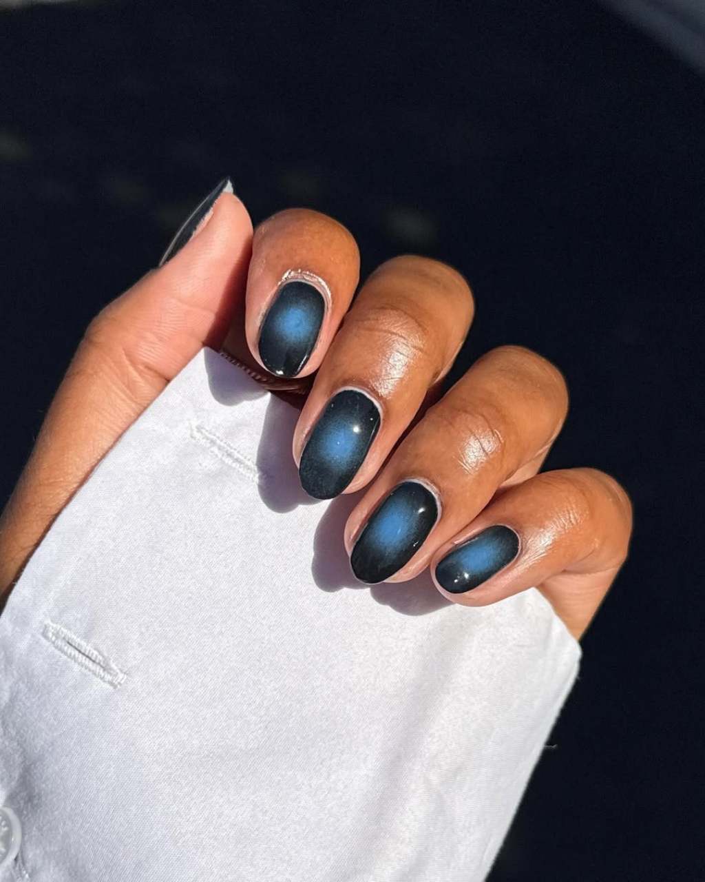 cute black and blue ombre nails