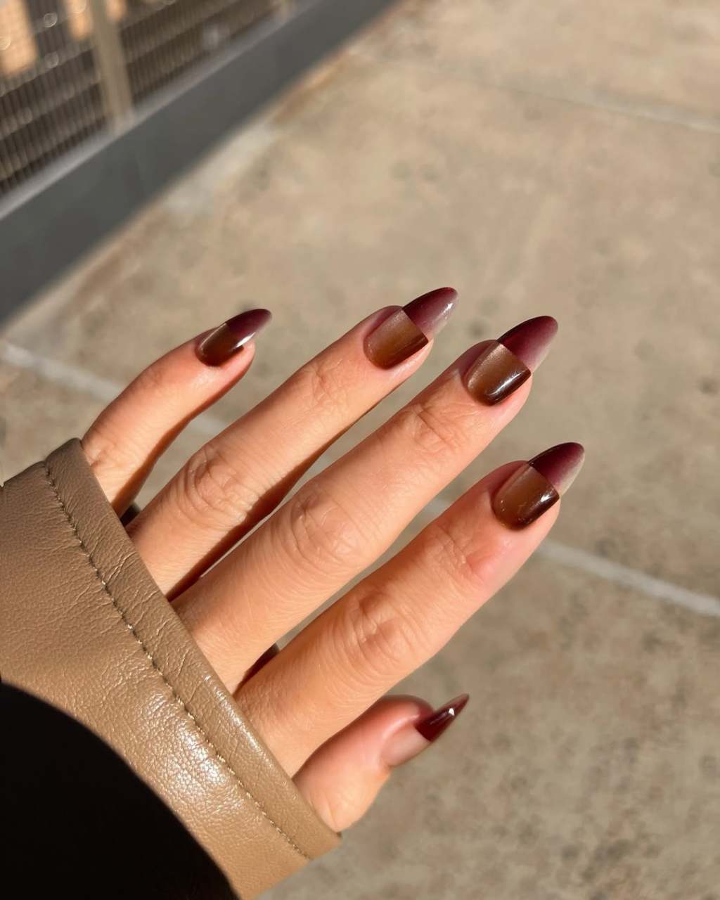 cute brown magnetic velvet trendy simple nail designs