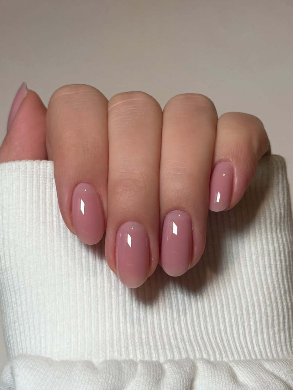 dusty rose high gloss manicure