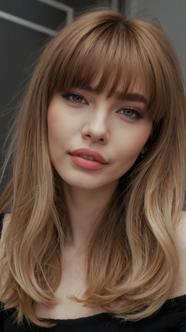 Chic Blunt Bangs in Honey-Blonde