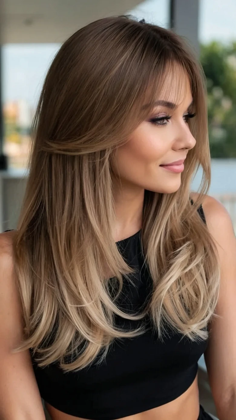 Sleek Layers with Side-Swept Bangs