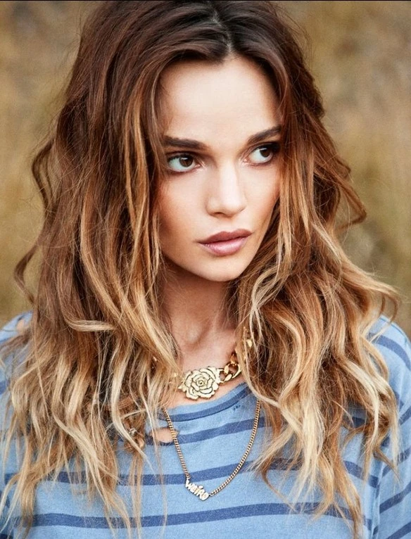 Boho Loose Waves with Bangs
