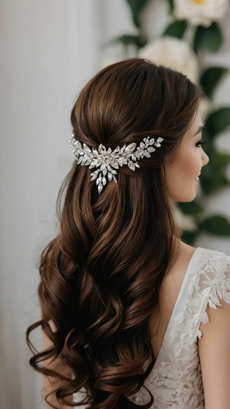 Glamorous Half-Up with Crystal Detail