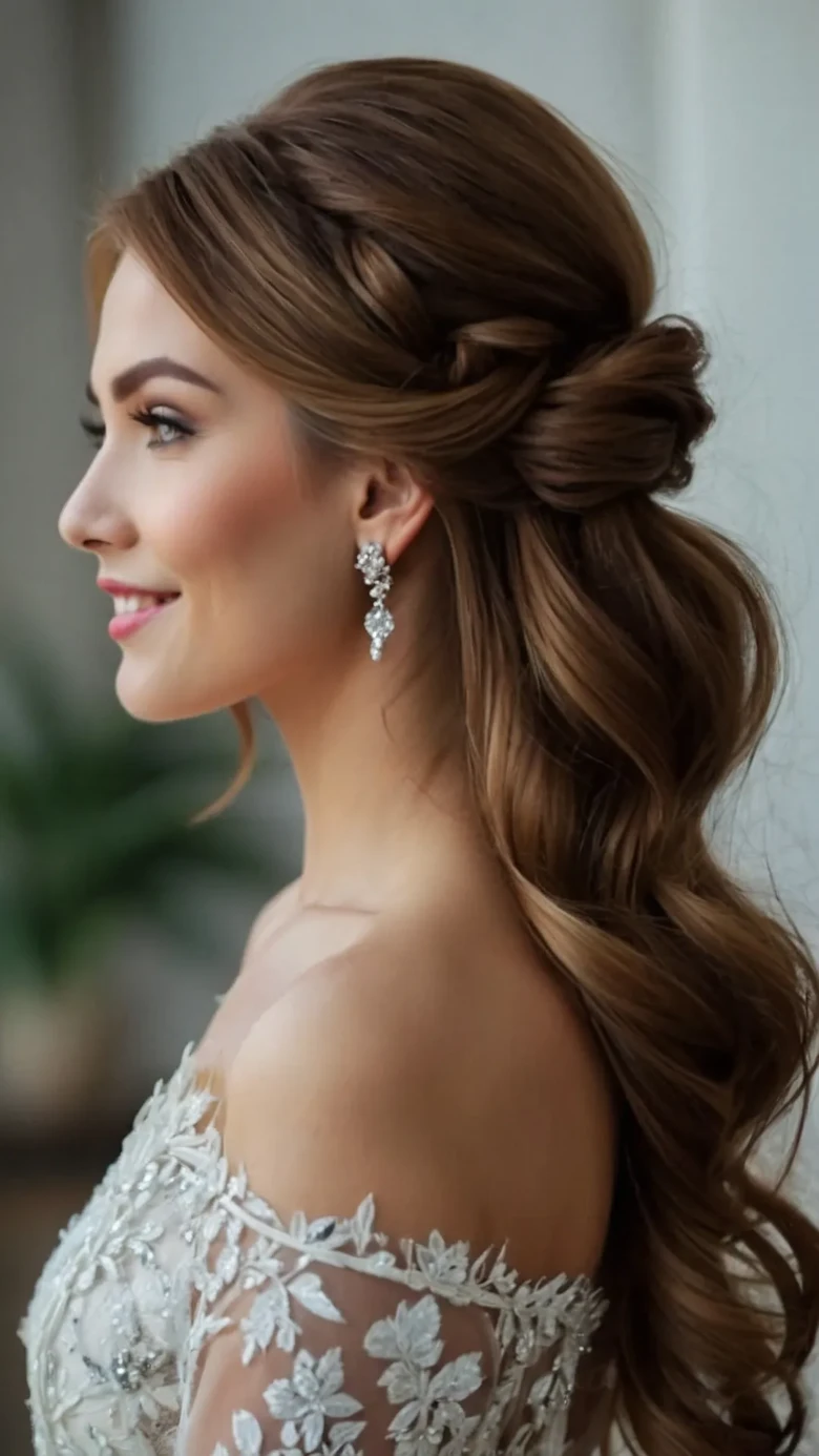 Elegant Half-Up Braid and Waves