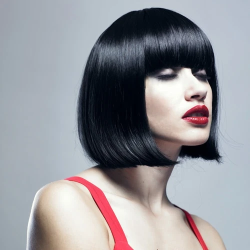 Sleek Bob with Blunt Bangs