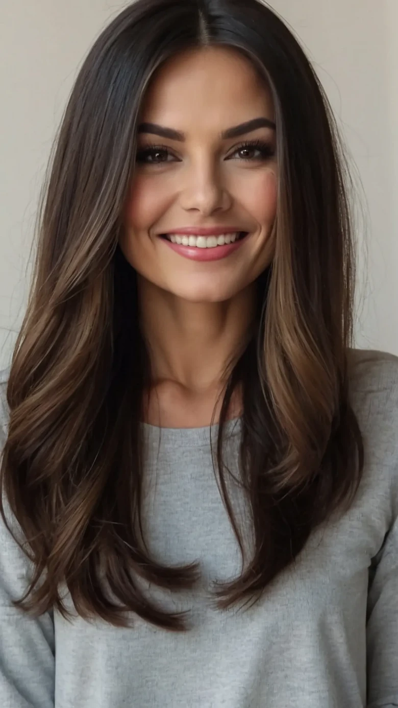 Sleek Shoulder-Length Ombre Waves