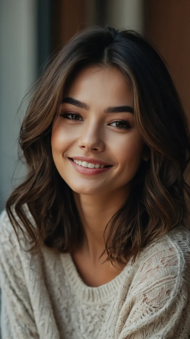 Romantic Wavy Bob with Bangs