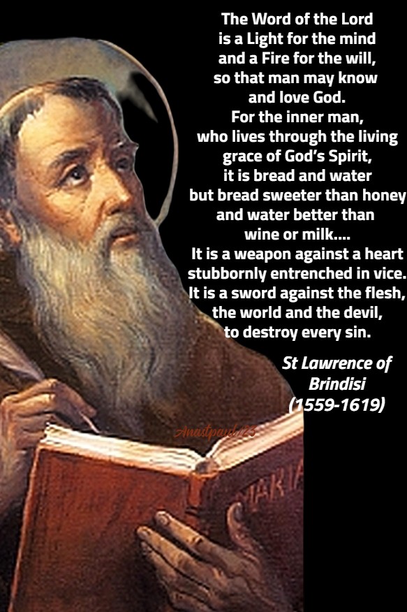 The Word of the Lord is a light for the mind - St Lawrence of Brindisi